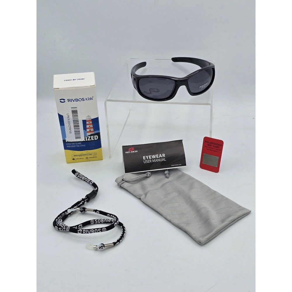 RIVBOS Sunglasses Kids 52mm Black Polarized Sport RBK037 - New